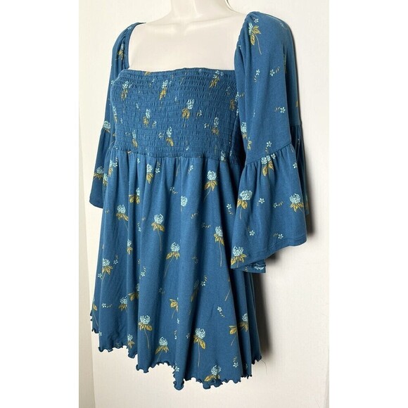 Free People Lana Off The Shoulder Smocked Tunic Top Size S Boho Flare Sleeve - Picture 5 of 9